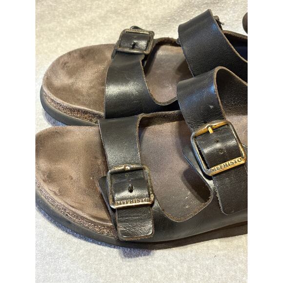 Mephisto Cork Bed Sandals Size 40  W9 M7 Black Leather - Picture 2 of 12